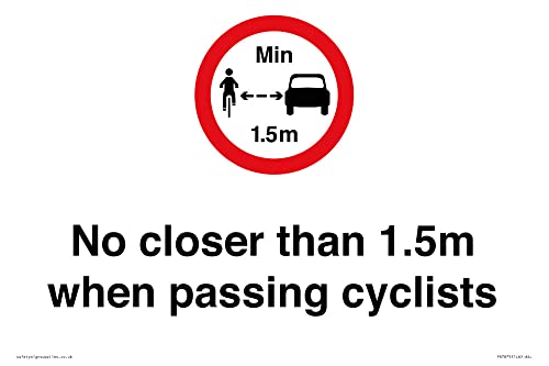 Schild "No closer than 1.5m when passing cyclists - 300x200mm - A4L" von Viking Signs