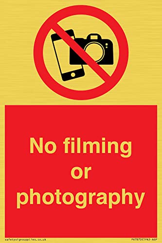 Schild "No filming or photograph", 100 x 150 mm, A6P von Viking Signs