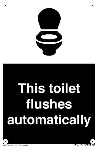 Schild "This toilet flushes automatical", 100 x 150 mm, A6P von Viking Signs