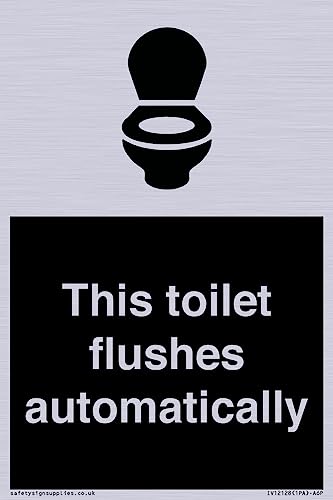 Schild "This toilet flushes automatical", 100 x 150 mm, A6P von Viking Signs