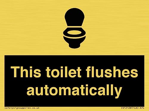 Schild "This toilet flushes automatical", 100 x 75 mm, A7L von Viking Signs