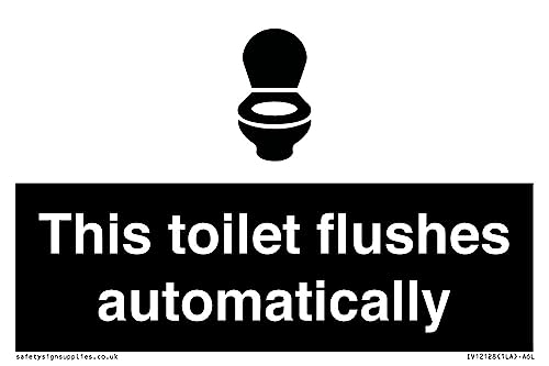 Schild "This toilet flushes automatical", 150 x 100 mm, A6L Schild "This toilet flushes automatical", 150 x 100 mm, A6L von Viking Signs