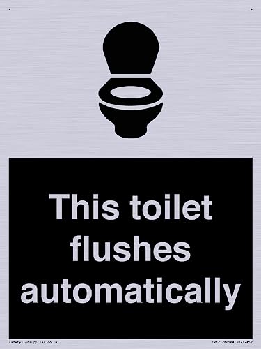 Schild "This toilet flushes automatical", 150 x 200 mm, A5P von Viking Signs