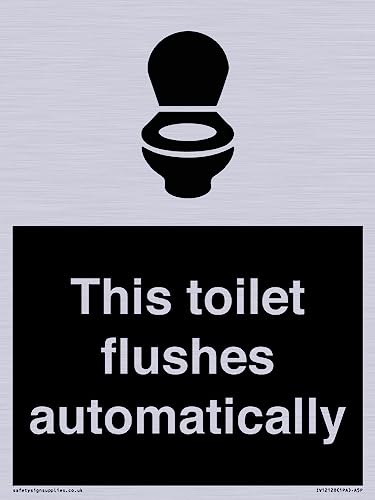 Schild "This toilet flushes automatical", 150 x 200 mm, A5P von Viking Signs