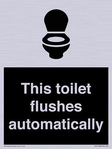 Schild "This toilet flushes automatical", 150 x 200 mm, A5P Schild "This toilet flushes automatical", 150 x 200 mm, A5P von Viking Signs