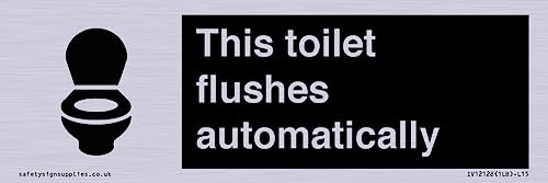 Schild "This toilet flushes automatical", 150 x 50 mm, L15 von Viking Signs