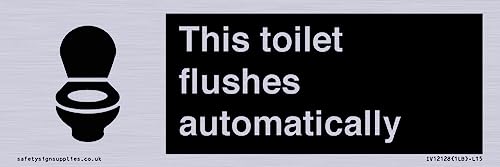 Schild "This toilet flushes automatical", 150 x 50 mm, L15 Schild "This toilet flushes automatical", 150 x 50 mm, L15 von Viking Signs