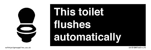 Schild "This toilet flushes automatical", 150 x 50 mm, L15 Schild "This toilet flushes automatical", 150 x 50 mm, L15 von Viking Signs