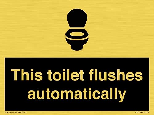 Schild "This toilet flushes automatical", 200 x 150 mm, A5L von Viking Signs