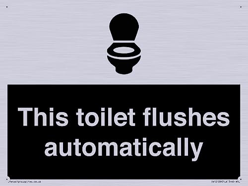 Schild "This toilet flushes automatical", 200 x 150 mm, A5L von Viking Signs