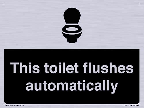 Schild "This toilet flushes automatical", 200 x 150 mm, A5L Schild "This toilet flushes automatical", 200 x 150 mm, A5L von Viking Signs