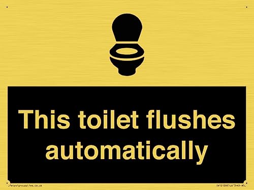 Schild "This toilet flushes automatical", 200 x 150 mm, A5L von Viking Signs