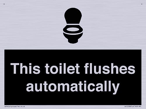 Schild "This toilet flushes automatical", 200 x 150 mm, A5L Schild "This toilet flushes automatical", 200 x 150 mm, A5L von Viking Signs