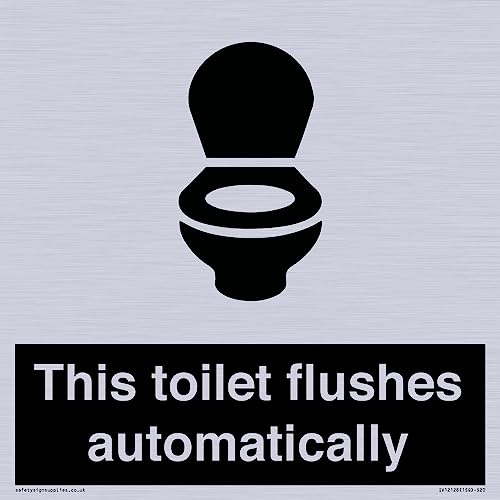 Schild "This toilet flushes automatical", 200 x 200 mm, S20 von Viking Signs