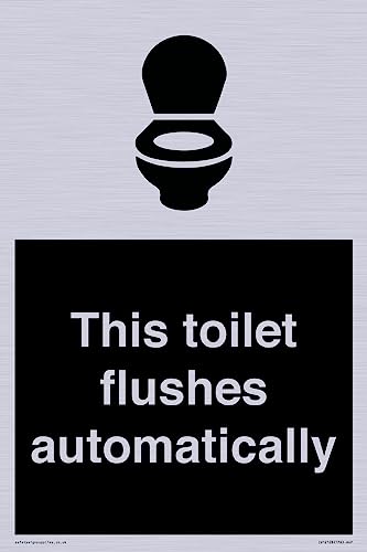 Schild "This toilet flushes automatical", 200 x 300 mm, A4P von Viking Signs