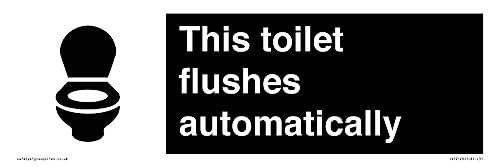 Schild "This toilet flushes automatical", 300 x 100 mm, L31 von Viking Signs