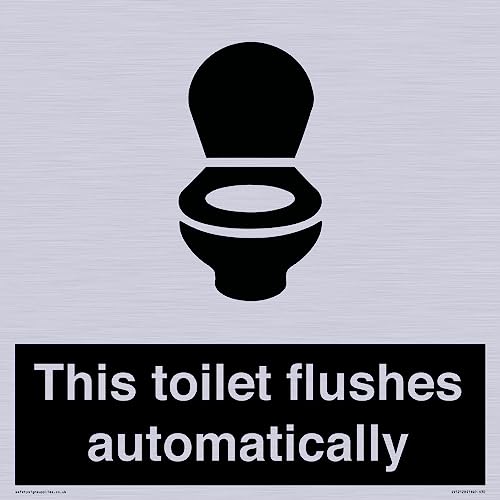 Schild "This toilet flushes automatical", 300 x 300 mm, S30 von Viking Signs