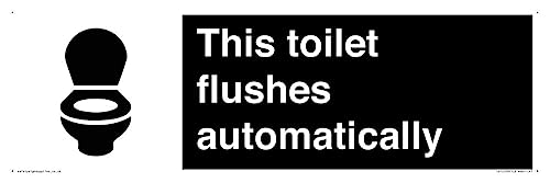 Schild "This toilet flushes automatical", 450 x 150 mm, L41 von Viking Signs