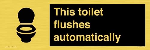 Schild "This toilet flushes automatical", 450 x 150 mm, L41 Schild "This toilet flushes automatical", 450 x 150 mm, L41 von Viking Signs