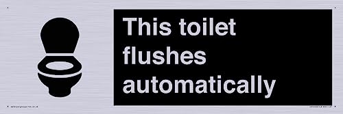Schild "This toilet flushes automatical", 450 x 150 mm, L41 Schild "This toilet flushes automatical", 450 x 150 mm, L41 von Viking Signs