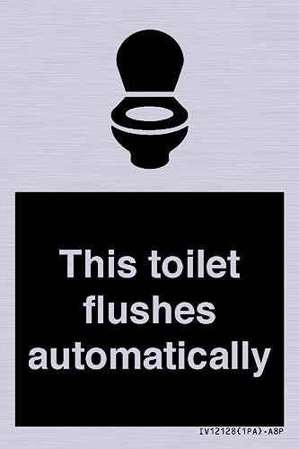 Schild "This toilet flushes automatical", 50 x 75 mm, A8P Schild "This toilet flushes automatical", 50 x 75 mm, A8P von Viking Signs