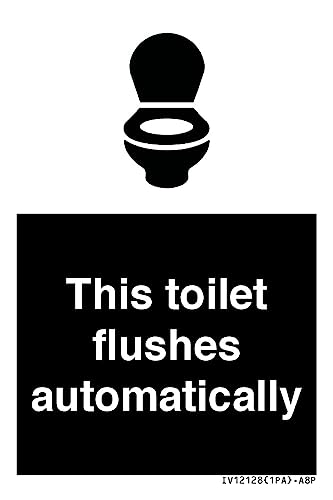 Schild "This toilet flushes automatical", 50 x 75 mm, A8P von Viking Signs