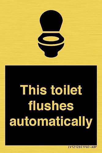 Schild "This toilet flushes automatical", 50 x 75 mm, A8P von Viking Signs