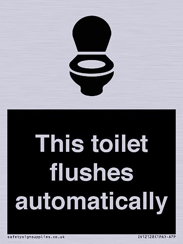 Schild "This toilet flushes automatical", 75 x 100 mm, A7P von Viking Signs