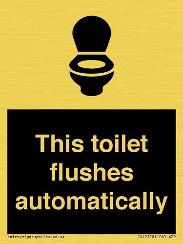 Schild "This toilet flushes automatical", 75 x 100 mm, A7P Schild "This toilet flushes automatical", 75 x 100 mm, A7P von Viking Signs