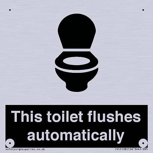 Schild "This toilet flushes automatical", 85 x 85 mm, S85 von Viking Signs