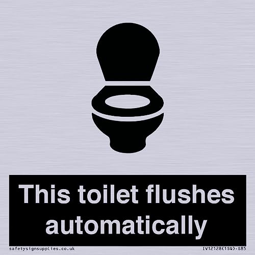 Schild "This toilet flushes automatical", 85 x 85 mm, S85 von Viking Signs