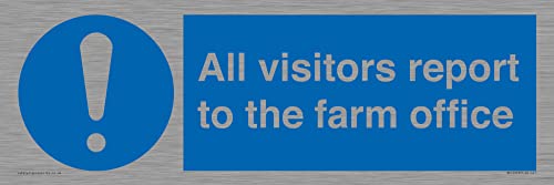 Schild mit Aufschrift "All visitors report to the farm office", 450 x 150 mm, L41 von Viking Signs