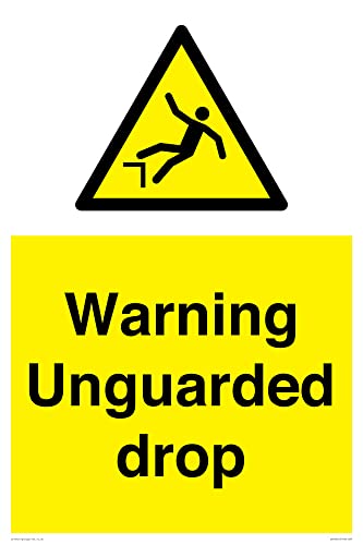 Schild mit Aufschrift"Beware Unguarded Drop – 400 x 600 mm – A2P von Viking Signs