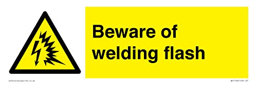 Schild mit Aufschrift "Beware of welding flash", 300 x 100 mm, L31 von Viking Signs