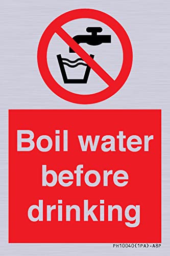 Schild mit Aufschrift"Boil water before drink", 50 x 75 mm, A8P von Viking Signs