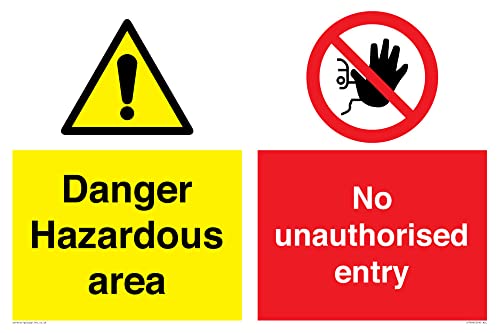 Schild mit Aufschrift "Danger Hazardous area No Unauthorsied Entry" – 600 x 400 mm – A2L von Viking Signs