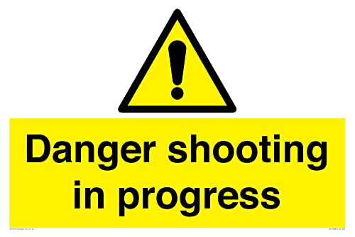 Schild mit Aufschrift "Danger shooting in progress ", 600 x 400 mm, A2L von Viking Signs