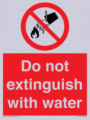 Schild mit Aufschrift"Do not extinguish with water", 150 x 200 mm, A5P von Viking Signs