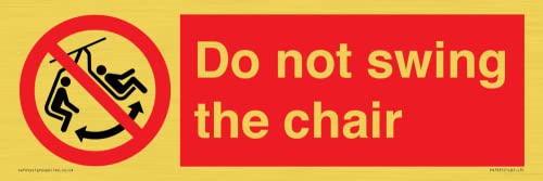 Schild mit Aufschrift"Do not swing the stuhl", 300 x 100 mm, L31 von Viking Signs