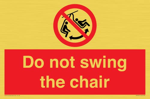 Schild mit Aufschrift"Do not swing the stuhl", 300 x 200 mm, A4L von Viking Signs