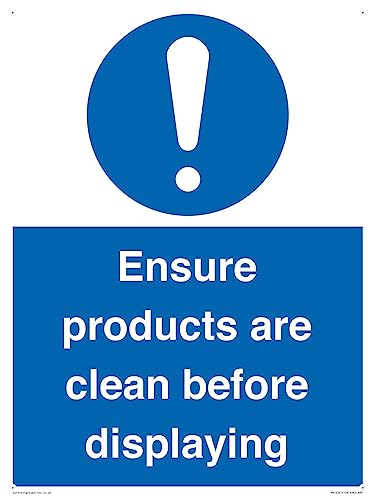 Schild mit Aufschrift "Ensure Products Are Clean Before Displaying", 300 x 400 mm, A3P von Viking Signs