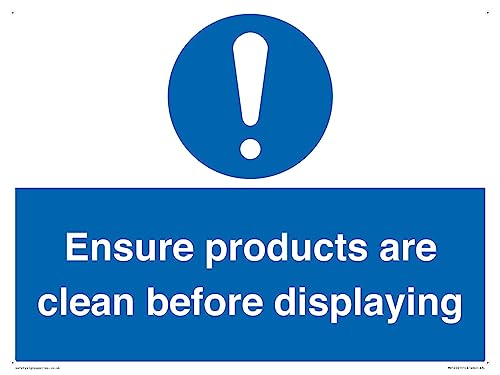 Schild mit Aufschrift "Ensure Products Are Clean Before Displaying", 400 x 300 mm, A3L von Viking Signs