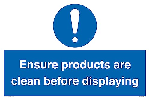 Schild mit Aufschrift "Ensure Products Are Clean Before Displaying", 600 x 400 mm, A2L von Viking Signs