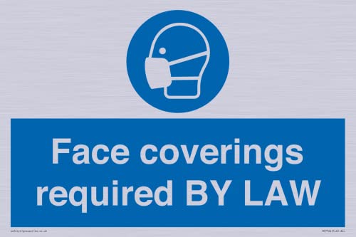 Schild mit Aufschrift "Face Coverings required by Law", 300 x 200 mm, A4L von Viking Signs
