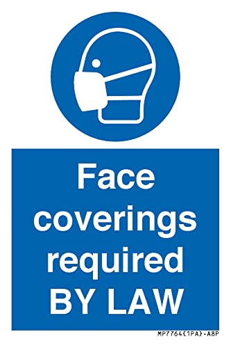 Schild mit Aufschrift "Face Coverings required by Law", 50 x 75 mm, A8P von Viking Signs