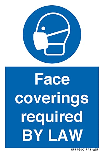 Schild mit Aufschrift "Face Coverings required by Law", 50 x 75 mm, A8P Schild mit Aufschrift "Face Coverings required by Law", 50 x 75 mm, A8P von Viking Signs
