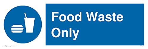 Schild mit Aufschrift"Food waste only with food & drink", 300 x 100 mm, L31 von Viking Signs
