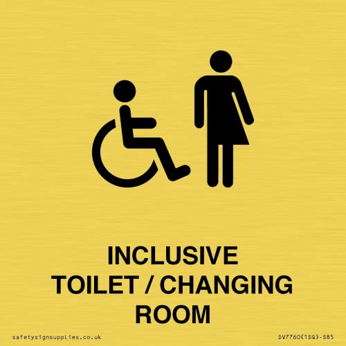 Schild mit Aufschrift "InCLUSIVE TOILET/CHANGING ROOM", 85 x 85 mm, S85 Schild mit Aufschrift "InCLUSIVE TOILET/CHANGING ROOM", 85 x 85 mm, S85 von Viking Signs