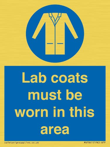 Schild mit Aufschrift "Lab coats must be worn in this area", 75 x 100 mm, A7P von Viking Signs