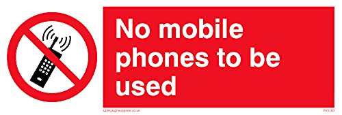 Schild mit Aufschrift"No Mobile Phones To Be Used", 150 x 50 mm, L15 von Viking Signs